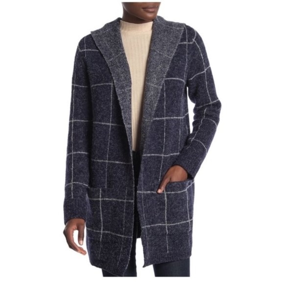 Cyrus Windowpane Hooded Cardigan Coat - Picture 1 of 6
